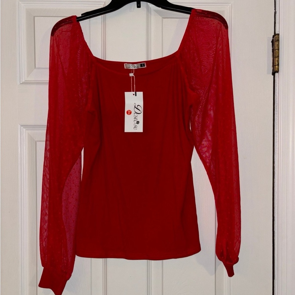 DOROSE Womens Mesh Long Sleeve Shirts Casual Blouses Tops